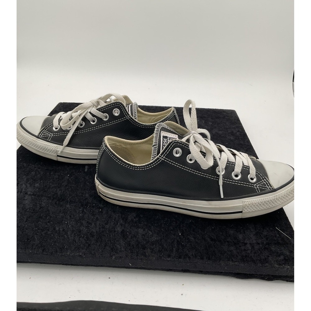 Converse 107348 Chuck Taylor All Star Textured Leather Ox Shoes Black Size 6